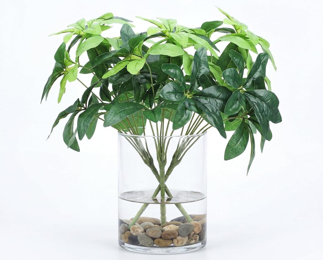 Daifunli 6 Pcs 19 Inch Artificial Greenery Branches Faux Money Tree Leaves Fake Greenery Decoration for Table Centerpieces Wedding Home Office Decor Feng Shui Decoration, Without Pot