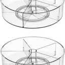 Slideep Lazy Susan Plastic Turntable Divided Spinner for Kitchen Cabinet, Pantry, Fridge, Cupboard, Counter Organizing Fully Rotating Organizer for Food, Spices, and Condiments, 11.5" Clear - 2 Pack