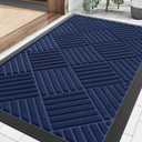 Smiry Front Door Mat Outside Entrance, Heavy Duty Outdoor Indoor Natural Rubber Doormat, Non Slip, Trap Dirt and Moisture, Easy Clean, Low Profile Patio Porch Entryway Mat, 29.5x17, Navy Blue