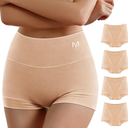 MEIYATING Boy Shorts Underwear for Women High Waisted Cotton Panties Stretch Briefs 4 Pack (Medium)