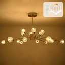 47.2" Gold Sputnik Chandeliers 18 Lights Modern Crystal Sputnik Chandelier Modern Crystal Pendant Light Chandelier Branches Chandeliers for Bedroom Kitchen Living Room (Dimmable Bulb & Remote Incl.)