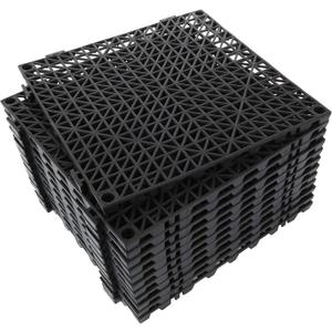 12 Pack 12" Interlocking Rubber Bathroom Flooring Tiles Non-Slip Pool Mat Splicing Shower Mat Outdoor Cushion Mat for Drain, Deck, Pool, Patio, Balcony, Shower, Kitchen, Yard (Black)