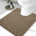 Smiry Luxury Chenille Toilet Rugs U-Shaped 24x20, Soft Absorbent Non-Slip Contour Bathroom Rugs for Toilet, Machine Washable Contoured Bath Mats, Camel
