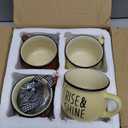 Patelai 4 Pcs Farmhouse Coffee Cups Mini Espresso Cups 5 oz Christmas Mugs Set with Handle for Coffee Bar Decoration Holiday Party Gift (Brown, Yellow)