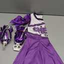 JenPen Girls Cheerleader Costume Cheerleading Outfit Dress Cheer Uniform with Pom Poms Bow for Kids Halloween Dress Up Gifts (7-9 Years, Purple)