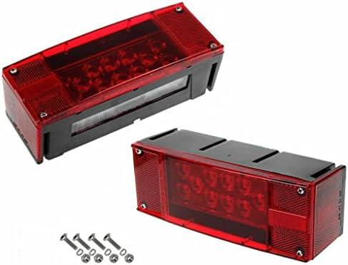 Left+Right/over 12 LED super diodes for each light/AUTO 2PCS 12V LED Submersible Low Profile Rectangular Trailer Lights, Tail Stop Turn Running Lights Kit, Sealed for Boat Truck Marine