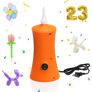 AXHJ Balloon Pump Electric Air Pumps for Long Balloons, Electric Air Balloon Pump, Balloon Inflator for Foil Twisty Animal Balloons in Birthday Party for Decorations (Orange)