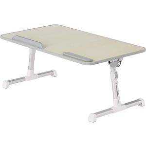 Amazon Basics Portable Foldable Adjustable Laptop Stand Tray Table Lap Desk for Bed and Couch, Fits up to 17-Inch Laptop, 12"x20", Cream