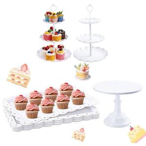 EI 7pcs Cake Stand ThreeTier Cupcake Stands Appetizer Trays Dessert Table Display Set Multiple Styles Candy Fruit Display Tower for Birthday Party Wedding Anniversary Baby Shower