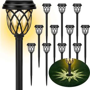 Solar Lights Outdoor 12 Pack Solar Garden Lights Waterproof IP65 Solar Landscape Lights Solar Pathway Lights for Patio, Yard, Driveway Decoration (Warm White)