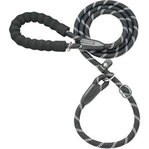 iYoShop Durable Slip Lead Dog Leash with Padded Handle and Highly Reflective Threads, No Pull Dog Training Leash, (3/8" x 6 FT, Black)