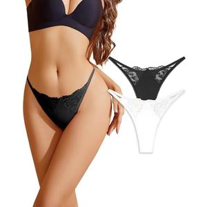PEASLIM G-String Thongs for Women Lace Thongs Black Thongs for Women Panties, Size: S