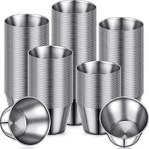 54 Pcs Metal Sauce Cups Individual Salsa Metal Ramekins 2.5 oz Dipping Stainless Steel Sauce Cups Bulk Salsa Bowl Round Condiment Ramekins
