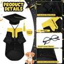 Huhumy 5 Pcs Dog Graduation Costume Set Include 2026 Pet Graduation Gown with Stole Puppy Grad Cap Lensless Glasses DIY Letter Stickers for Dogs Cats Holiday Costume Accessory(Black Yellow,XL)