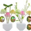 ZEZHOU Sensor Mushroom Night Light - 2 Pack Color Changing Plug-in Wall LED Mushroom Dream Bed Lamp for Kids Adults Stocking Stuffers Ideas Birthday Gift Cute Nightlight