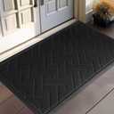 LEKEEPGO Door Mat Outside Entrance, Absorbent Indoor Outdoor Front Door Mats, Muddy Dirt Resist Outdoor Doormat, Non Slip Backing Low Profile Entryway Entry Floor Welcome Mat, 31.5"x47", Black