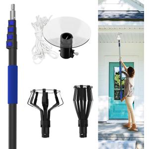 26FT Reach Light Bulb Changer for High Ceilings with Telescopic Extension Pole, 5-20Foot Light Bulb Extension Pole Changer with Baskets and Suction Cup for High Ceilings and Recessed Lights