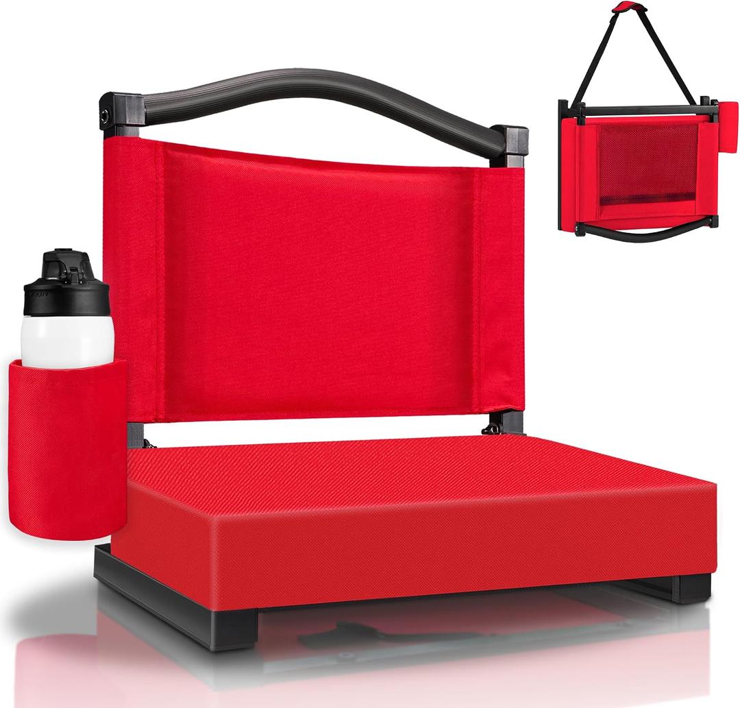 HABUTWAY Stadium Seats with Back Support and Thick Cushion Bleacher Seats with Backs and Cushion Wide, Stadium Chairs Include Shoulder Strap and Pocket, Perfect for Sports Events