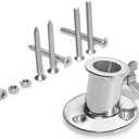 Flag Pole Bracket Base, Flag Pole Holder - 316 Stainless Steel, Heavy Duty Flagpole Mount for Flagpole Within 1 inch