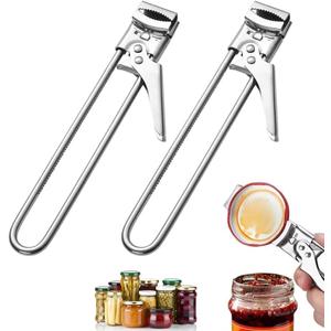 2 x Jar Opener for Weak Hands - Removes Tight Jar Lid for Seniors with Arthritis - Adjustable Jar Opener - Multi Opener Set with Jar Opener Gripper Pad and Bottle Opener Keychain(2Pcs)