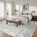 Soalmost 8x10 Area Rugs for Living Room, Washable Moroccan Trellis Soft Rug | Stain Resistant Non-Slip Low Pile Natural Large Carpet for Dining Room Bedroom Home Office Nursery Grey, 8'x10'