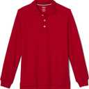 French Toast Boys Pique Polo School Uniform Shirt with Long Sleeves for Boys and Girls (3T, Red)