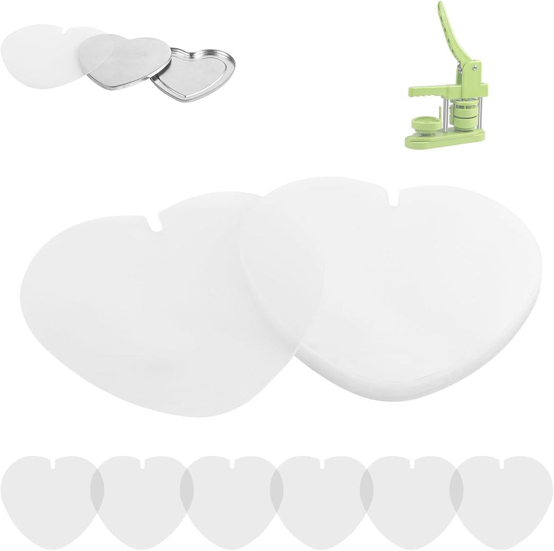 200 PCS Heart Button Maker Supplies, Clear Film for Heart-Shaped Button Maker Machine
