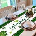 2 x St Patrick's Day Table Runner 13*72 inch,Green Lucky Shamrock Clover Table Runner Seasonal Spring Holiday Plaid Farmhouse Kitchen Dining Table Decoration for Indoor Outdoor Home Party Decor