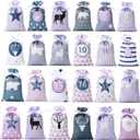 Christmas Advent Calendar Bags, 24 Days Countdown Burlap bags Hanging Advent Calendar Gift Favors for Xmas Decorations (Purple)