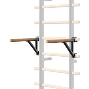 DHT Wood Stall Bar, Swedish Ladder Suspension Trainer with 9 Strategic Rods, for Home, Gym, School and Clinics, Black