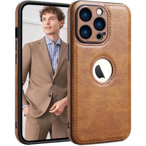 PU Leather Case for iPhone 13 Pro,Full Camera Lens Protection Cover,PU Leather Slim Luxury Business Non-Slip Grip Rugged Shockproof Full Body Protective Case for iPhone 13 Pro(Brown)