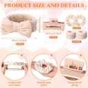 Suncalla 48 Pcs Spa Party Favors Bridesmaid Proposal Gifts Sleepover Party Supplies Bow Headband Scrunchies Jewelry Case Makeup Bag Mirror for Women Graduation Birthday Return Gifts (Beige)