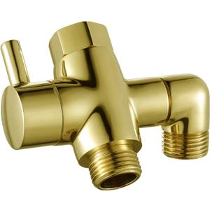Brass Shower Diverter Valve for Handheld Shower Head and Fixed Spray Head G1/2 3 Way Universal Bathroom System Component Replacement Part, Polished Gold