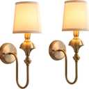 Brass Wall Sconce Set of 2, Classy Curving Arm Wall Light, Elegant Wall Mount Lamp for Mirror, Bedroom, Hallway (1 Light)