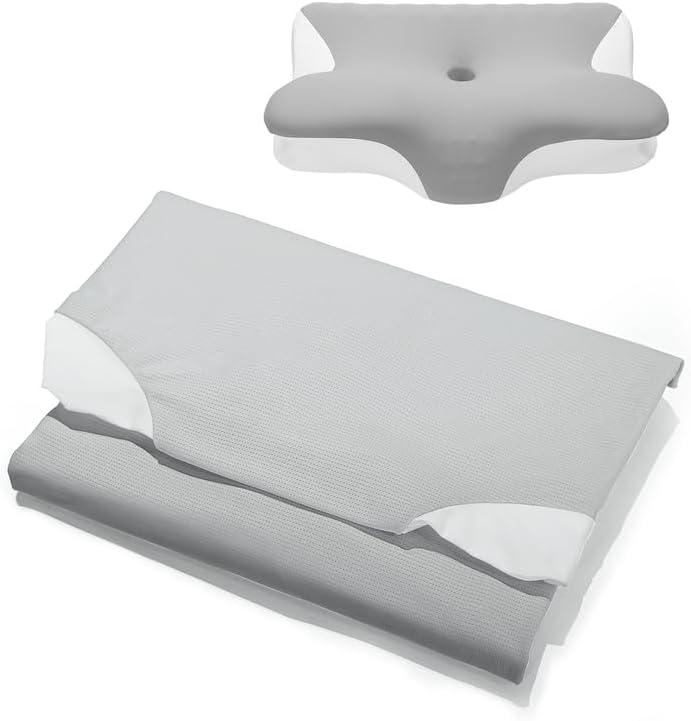 Pillowcase - Standard Size 60 x 41.5 cm - 85% Nylon, 15% Spandex Pillowcases, White & Grey