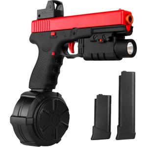 Gel Toy Electric X2 80 Ft,120+ FPS Electric Full Auto Gel Outdoor Games Easter Toy with Drum Magazine and Goggles, Ages 14+ Years,Red