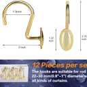 Gold Shower Curtain Hooks, Set of 12, Rust Resistant, Heavy Duty, Decorative Acrylic Shower Curtain Rings