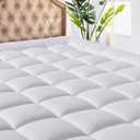 MATBEBY Full Size Mattress Pad - Cooling Breathable Mattress Topper, Quilted Fitted Mattress Protector, Pillow Top Mattress Cover with 8-21" Deep Pocket, Soft, Machine Washable, White, 54x75 Inches (White - Checkered)