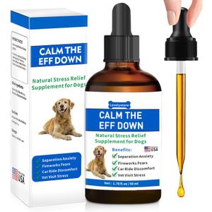 1.76 Fl Oz Calm The Eff Down for Dog - Stress Relief Supplement for Dogs Natural Dog Calming Anxiety Relief for All Life Stages and Breeds - Calm Down Calming Drops for Dogs