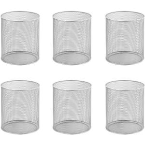 YBM Home Mesh Steel Kitchen Utensil Holder Keeps Cooking Tools & Silverware Organized and Accessible, Simple Round Cutlery Caddy Organizer for Counter, Kitchen, Table - Silver, 6-Pack 2375-6