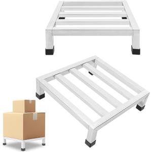 2 Pack Dunnage Rack 13.8 inch Long x 13.8 inch Wide 3.9 inch Height Stainless Steel Dunnage Racks 700+ Pound Capacity Perfect for Commercial Food Service Storage in Restaurant Kitchens and Shops