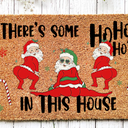 Lanpn Christmas Welcome Natural Coir Door Mat, Santa Large Coco Front Door Outdoor Doormat Outside Entrance Porch Non Slip Rubber Rug Winter Xmas Farmhouse Decor (Brown, 36x24 inch)