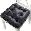 Big Hippo Chair Pads Square Chair Cushion, Soft Faux Leather Chair Pad Tufted Thicken Chair Seat Cushion Padding with Elastic Bands for Garden Patio Home Kitchen Office (Black-1pc)