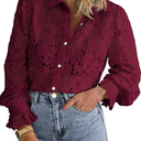 BTFBM Long Sleeve Lace Blouses for Women 2025 Spring Dressy Casual Button Down Shirts Date Night Outfit Club Party Tops, Smal