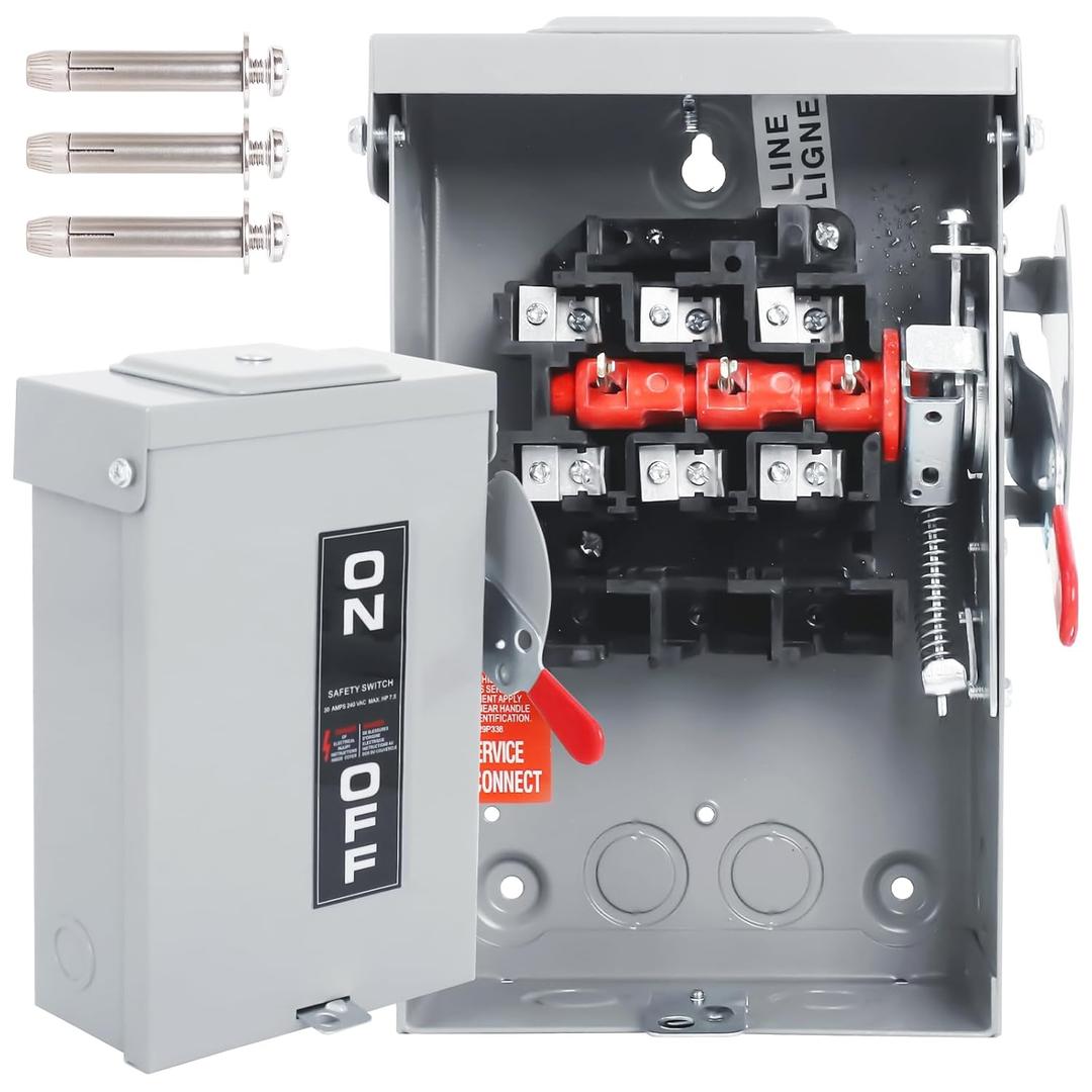 LIGEFOY 30 Amp Disconnect Switch, 2 Pole Safety Switch, Indoor&Outdoor, Galvanized Steel，Anti Corrosion and Rust Prevention，Non-Fusible, Meeting NEMA 3R Standards