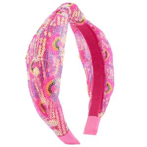 Canitor Knot Headbands for Girls Hair Accessories Sequin Glitter Hair Bands diademas para nias Hot Pink