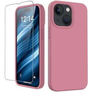 FUNMIKO Compatible with iPhone 15 Plus Case with Screen Protector,Upgraded Liquid Silky Soft Silicone,Fashionably Designed for Women and Girls,Protective Phone Cover,Grace Pink