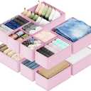 SpaceAid Drawer Organizer Clothes, 12 Pack Dresser Organizer Bins for Nursery, Closet Organization and Storage Dividers for Clothing, Baby Clothes, Underwears, Socks (Pink)