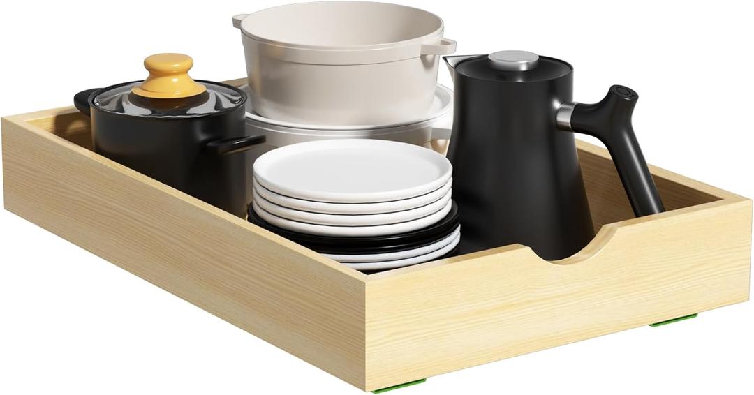 Pull Out Cabinet Organizer 14" W x 21" D, Wooden Pull Out Drawers for Cabinets with Heavy Duty Slides, Soft Close Slide Out Drawers for Kitchen Cabinets Organizer, Bathroom Sink, Pantry