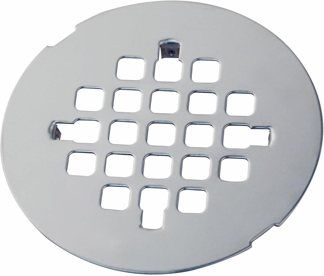 Chrome Plated Snap-in Shower Floor Drain Cover,Hidrop 4-1/4" OD Round Shower Strainer Grid, Easy-to-Install Replacement Cover Stainless Steel